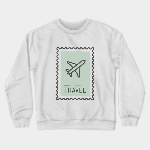 Postage Stamps of Traveling, Funny Airplane Icon Crewneck Sweatshirt by Islanr